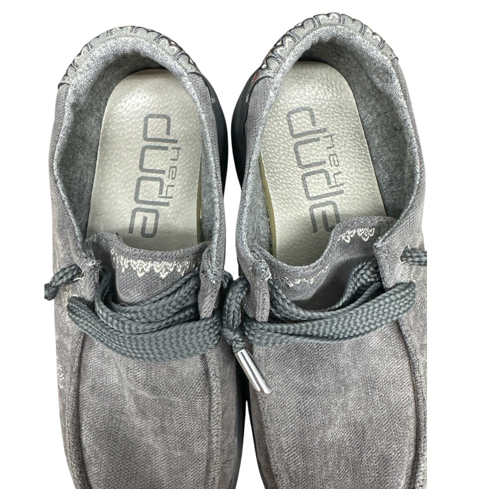 Hey Dude Wendy Rise Flora Iron Grey Platform Loafers Shoes Womens Size 6 - Picture 6 of 7